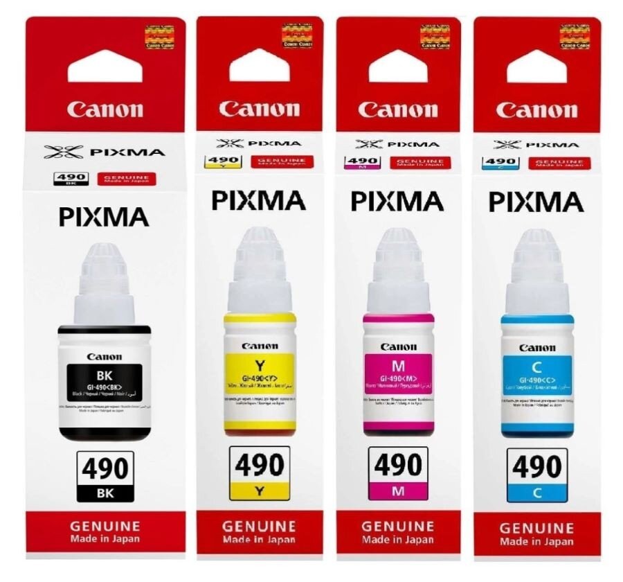 Комплект оригінальних чорнил Canon GI-490 B/C/M/Y 1х135мл/3х70мл