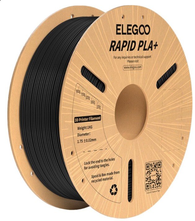 Філамент для 3D принтера ELEGOO Rapid PLA+ 1 кг 1.75мм Black (50.203.0114)