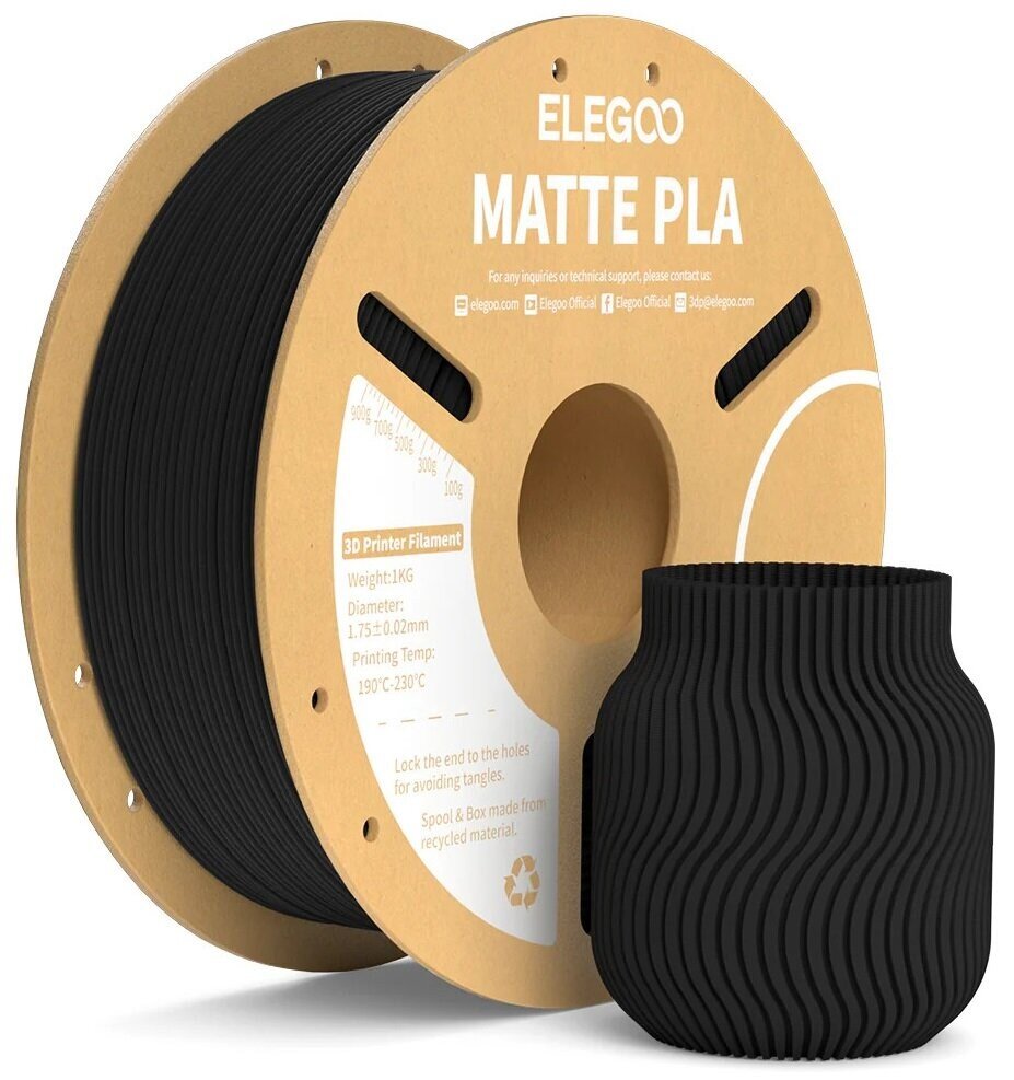 Філамент для 3D принтера ELEGOO PLA Matte 1 кг 1.75мм Black (50.203.0250)