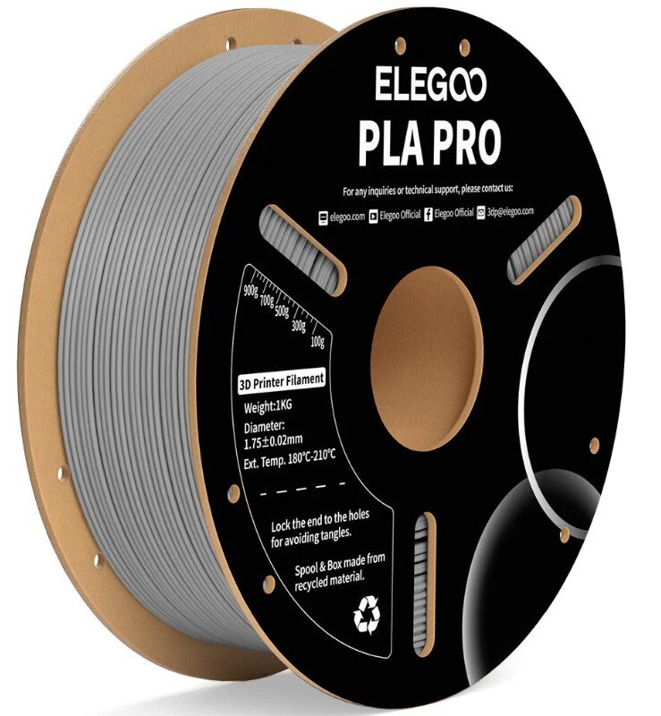 Філамент для 3D принтера ELEGOO PLA Pro 1 кг 1.75мм Grey (50.203.0195)