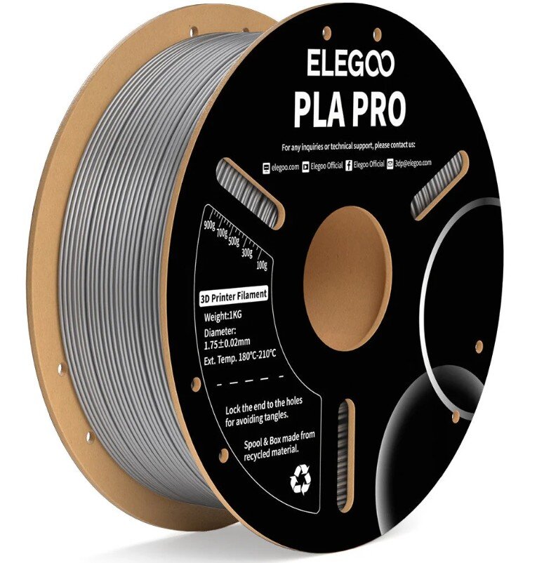 Філамент для 3D принтера ELEGOO PLA Pro 1 кг 1.75мм Silver (50.203.0197)
