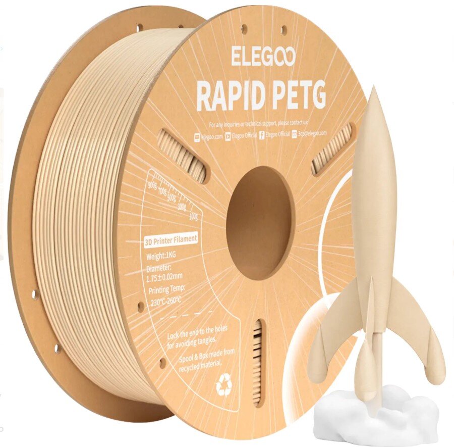 Філамент для 3D принтера ELEGOO Rapid PETG 1 кг 1.75мм Biege (50.203.0311)